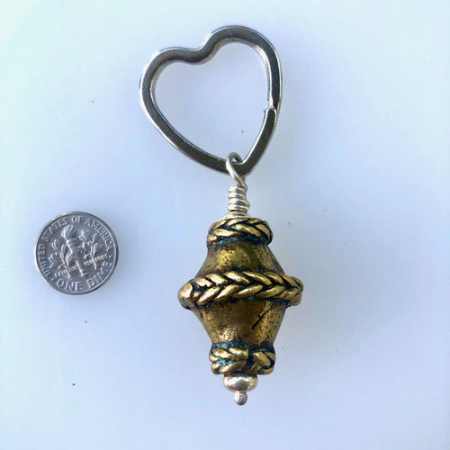 Rare Ashanti Cast Brass Bead Key Ring