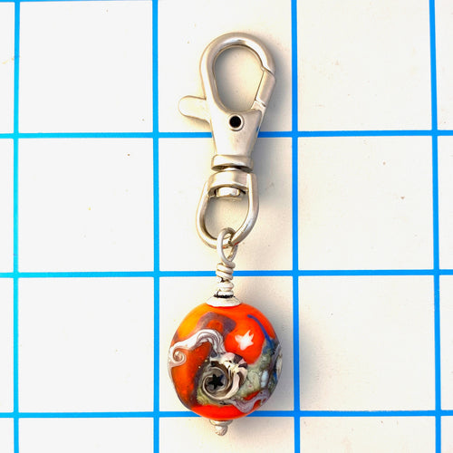 Lamp Work Bead Clip in Orange