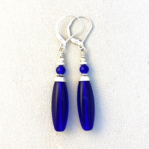 Cobalt Bead Dangle Earrings