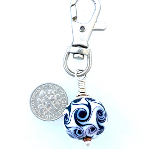 Bead Clip Lamp Work Bead Black and White with Star