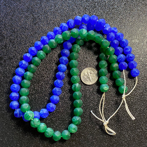 Blue and Green Glass Beads Softly faceted nice Destash!