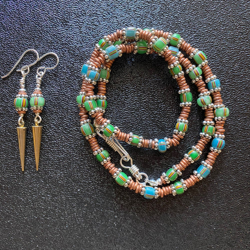 Fine Trade Bead necklace Earring Set.