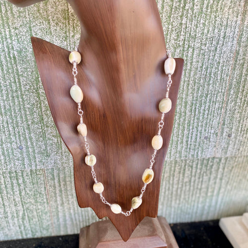 Necklace Eye of Buddha Shell Beads and Sterling Silver.