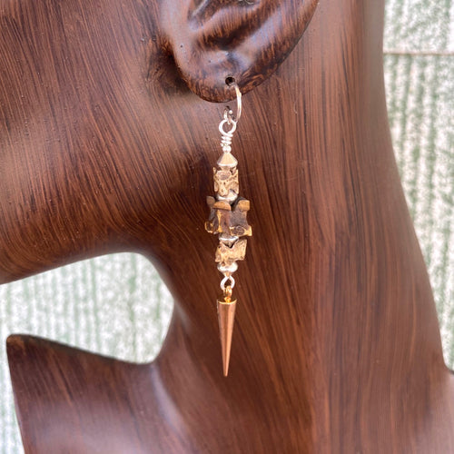Snake Vertebrae and Silver Earrings