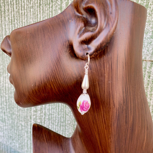Earrings Porcelain with Rose