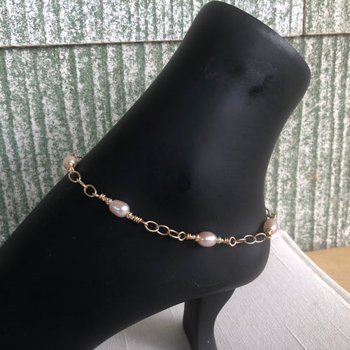 Anklet Pearl and 14 ct Gold Fill 10 1/2 inches