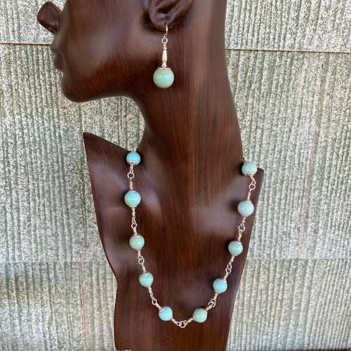 Necklace Set Turquoise and Silver with my clasp