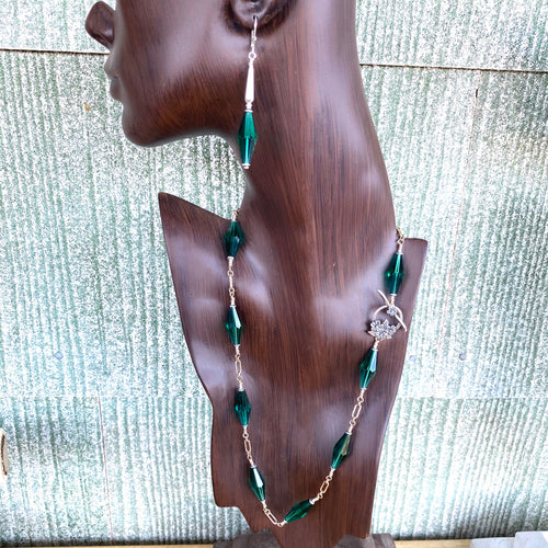 Swarovski Rare Large 5205 24x8mm Emerald Necklace