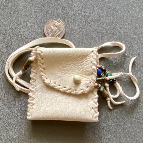 White Deer Skin Medicine Bag no fringe #3