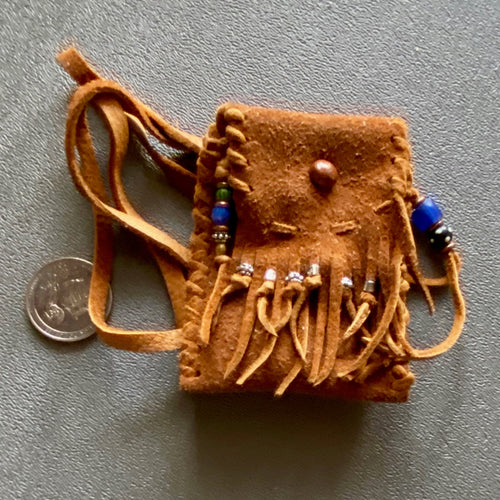 Brown Deer Skin Medicine Bag #1 With Rare Beads