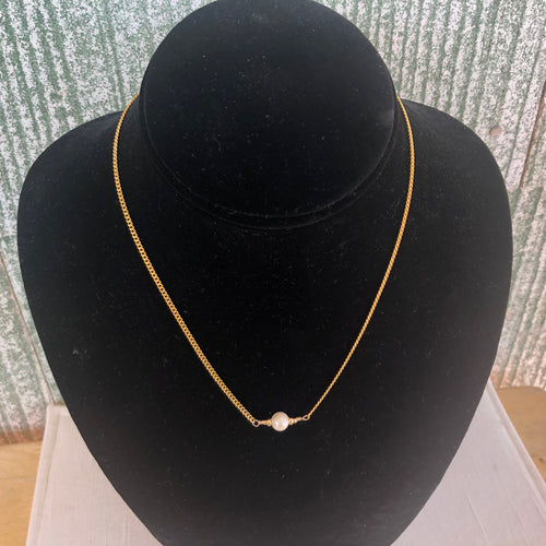 Pearl and 14ct Gold Chain Choker 16 ins