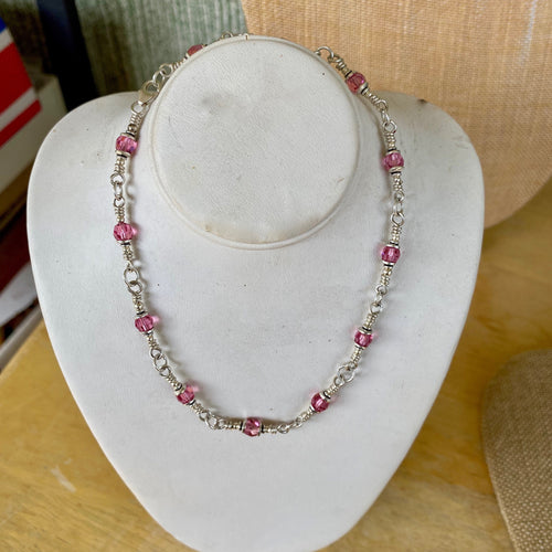Child Necklace 3,4,or 5 years old  12 ins Crystal and Silver