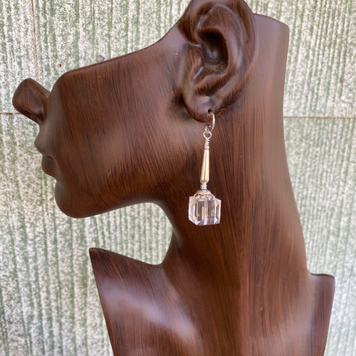 Swarovski Clear Crystal Cube Earrings