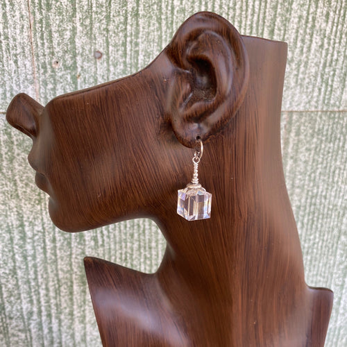 Swarovski Cube 14 mm Crystal Earrings