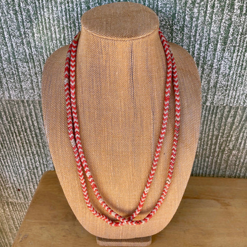 Snake Beads Coral and White 7mm 26 inches