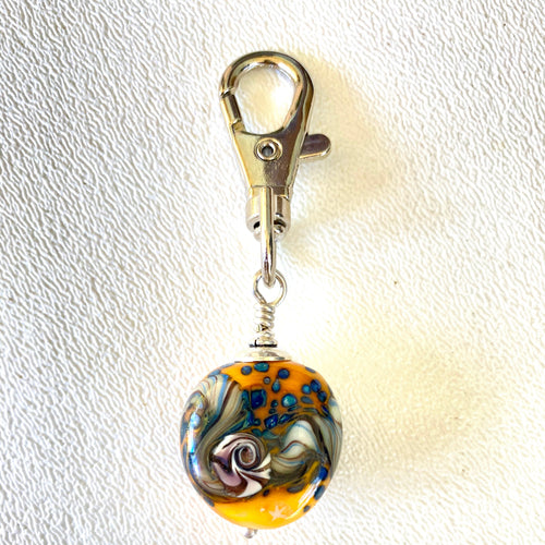 Glass Lamp Work Yellow Abstract Bead Clip KateDW