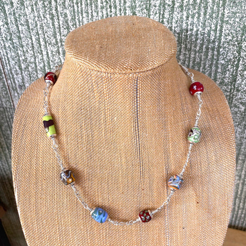 Summer Necklace Sterling Silver Lamp Work Happiness