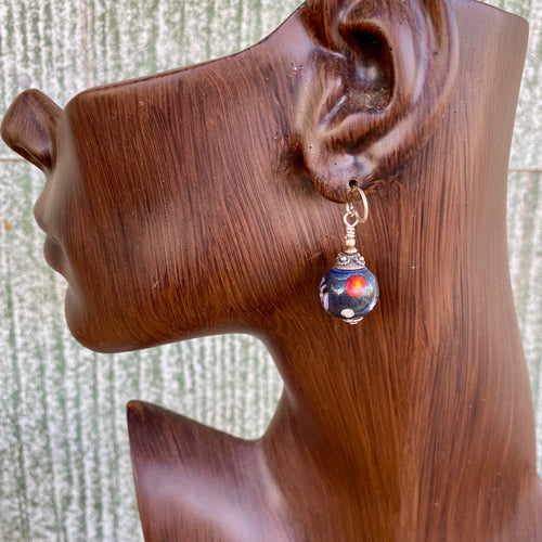 Lampwork Space Bead Earrings by me