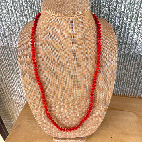 Vintage Bohemian Pressed Glass "DogBone" Beads 23 ins #A