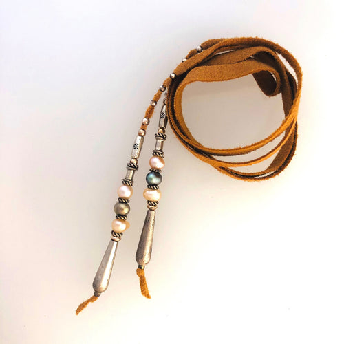 Pearl and STerling Silver Washable Hair Tie 24 ins