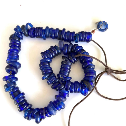 Dutch Donut Blue Annular Wound Glass Trade Beads from the African Trade