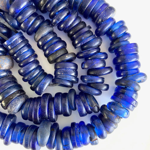 Dutch Doughnut Blue Annular Wound Glass Trade Beads from the African Trade 200 _+ pieces