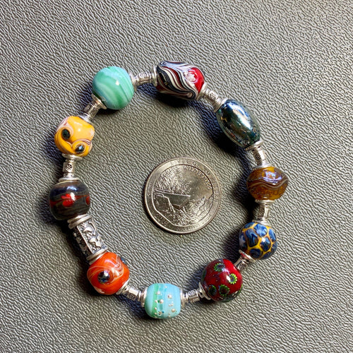 Bracelet, Lamp Work Glass and Silver