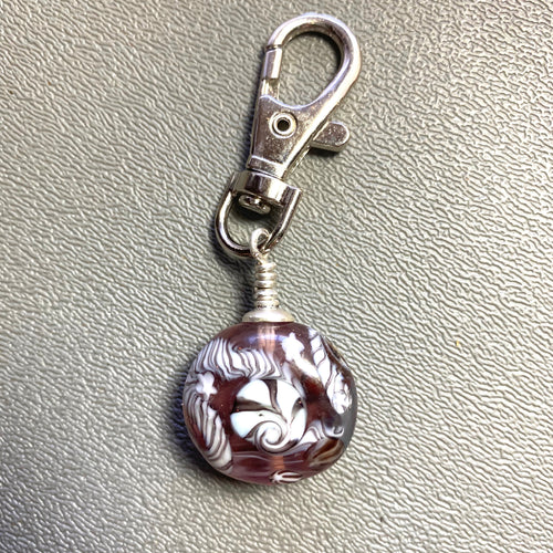 Lamp Work Bead Clip in Light Amethyst with Shells