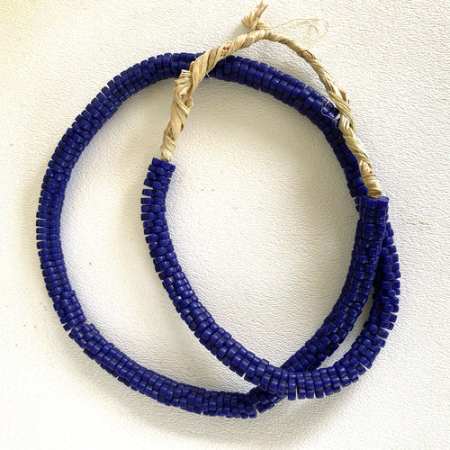 Rare Bohemian Pressed Flower Slices 19mm Dark Cobalt Blue!  28 ins.