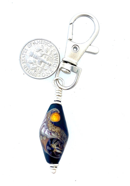 Bead Clip , Brown and Black Bicone