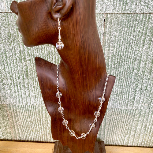 Fine Rock Crystal And STerling Silver Choker Necklace Set.