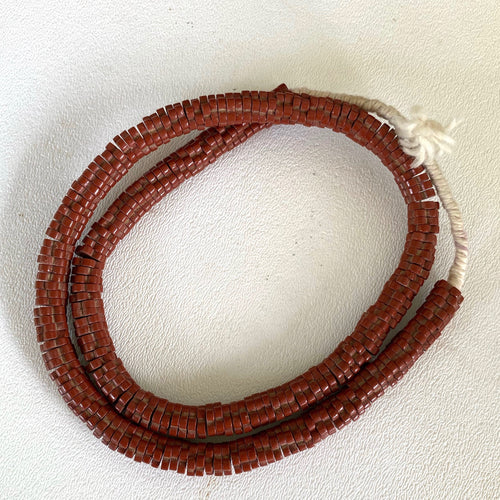 Rare Bohemian Pressed Glass Flower Slices Bauxite Brown. 26 ins  #A