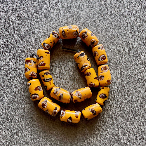 African Trade Yellow Vintage Eye Beads