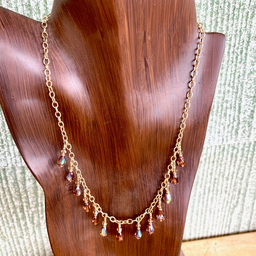 Swarovski Colorado Topaz With 14 Ct Gold Fill Multipendant Necklace