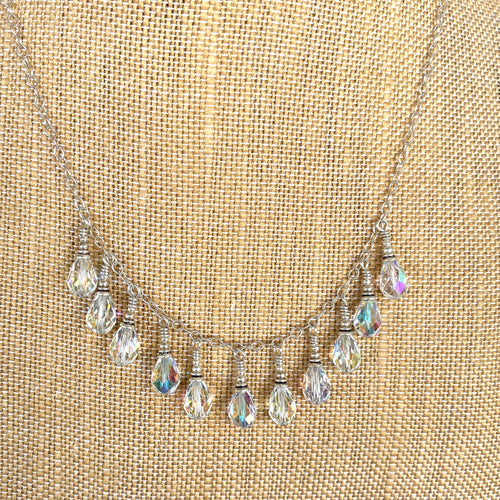 Vintage Swarovsk Clear AB Pendant Necklace length 18 ins