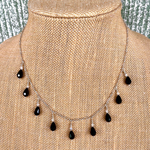 Swarovski Jet Vintage Crystal Necklace 17 ins