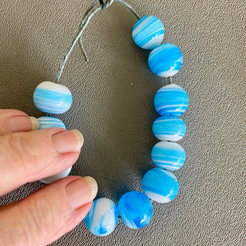 Recycled Stained Glass Beads Blue