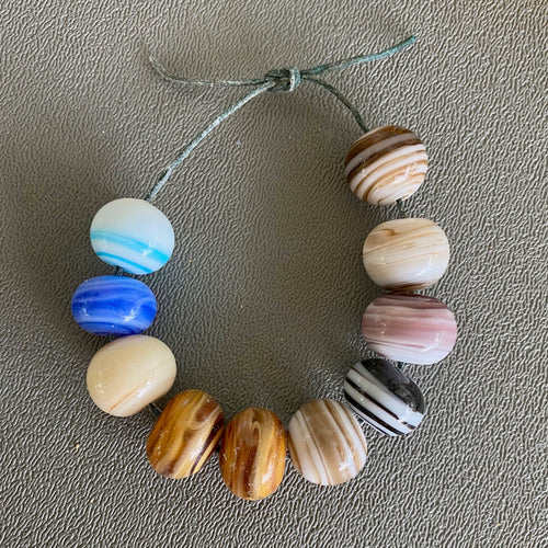 Lamp work beads Recycled Glass Yellow