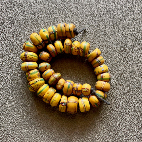 Venetian Yellow African Trade Beads Vintage