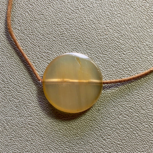 Rare Stone Bead Tabular Carnelian Agate Necklace on Two Knot Cord no.2