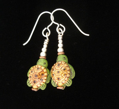 Earrings, Peruvian Clay Turtles, by Kate D-W