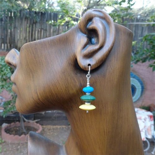 Earrings With Rare African Trade Beads With Sterling Silver Made by Kate Drew-Wilkinson