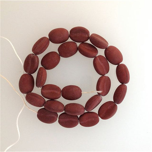Coffee Bean Glass Beads Matte One Strand