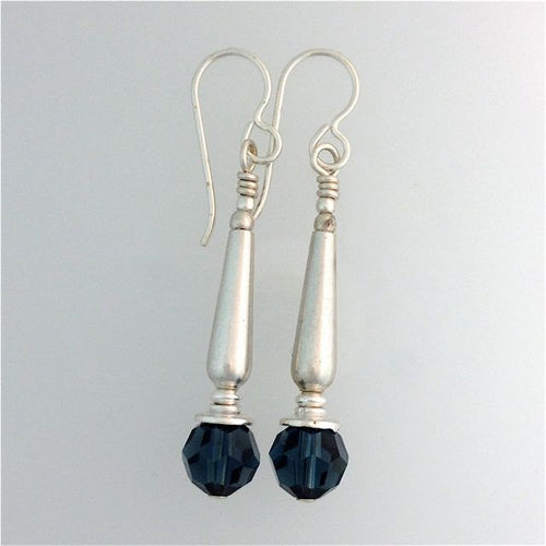 Swarovski Montana Sapphire and Sterling Silver Earrings