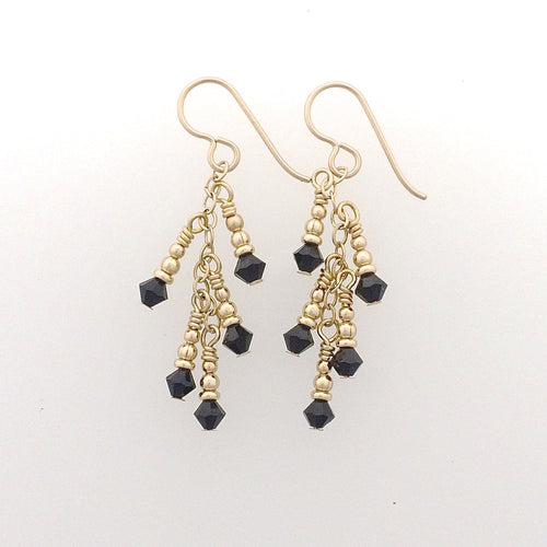 Swarovski Crystal Earrings Jet and 14 ct gold fill