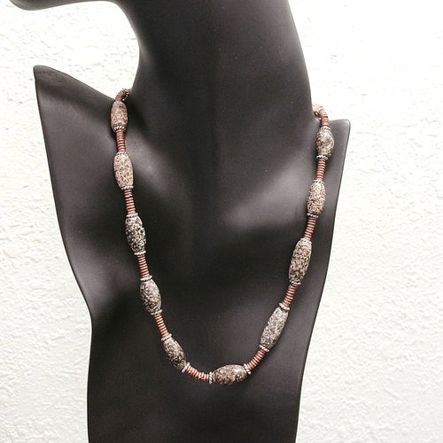African Trade Bead Granite Necklace. Beads are 200 BC to 300 AD from Mali.  by Kate Drew-Wilkinson