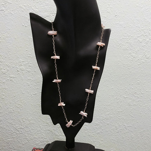 Necklace of Natural Regenerated Pearls with 14 ct Gold Fill 22 inches.