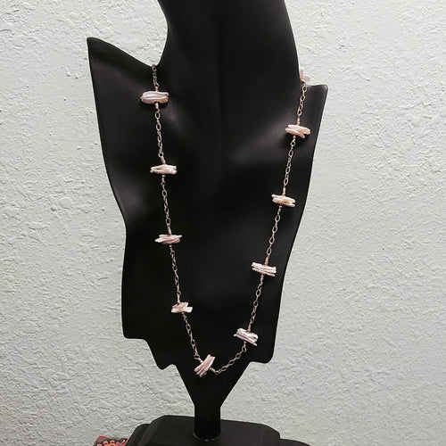 Necklace of Natural Regenerated Pearls with 14 ct Gold Fill 24 inches.