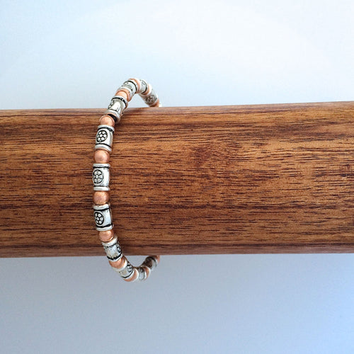 Bracelet Lead Safe Pewter Copper on Strong Elastic Small Adult Six inches