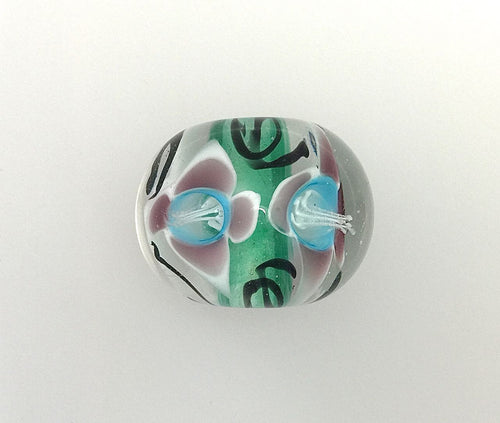 Lamp Work Clear Encased Flower Bead